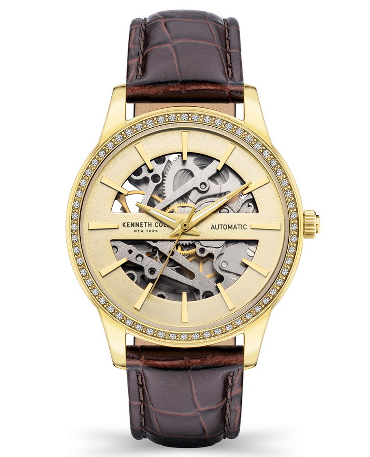 Kenneth Cole Kenneth Cole Classic KCWLE2123802  KCWLE2123802 механические женские часы шампань циферблат, браслет кожаный — вид спереди